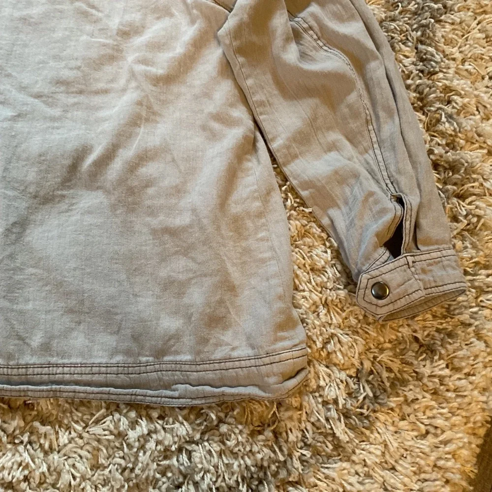 Maurices Womens Grey Linen Blend Full Zip Utility Jacket Mock Neck Size 3 Plus